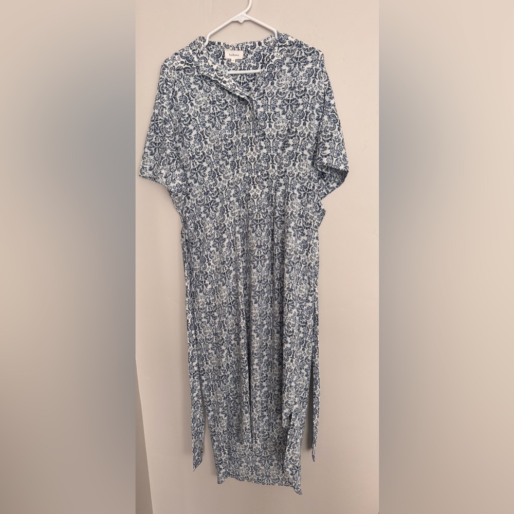 Bohme Blue and White Floral Midi Dress